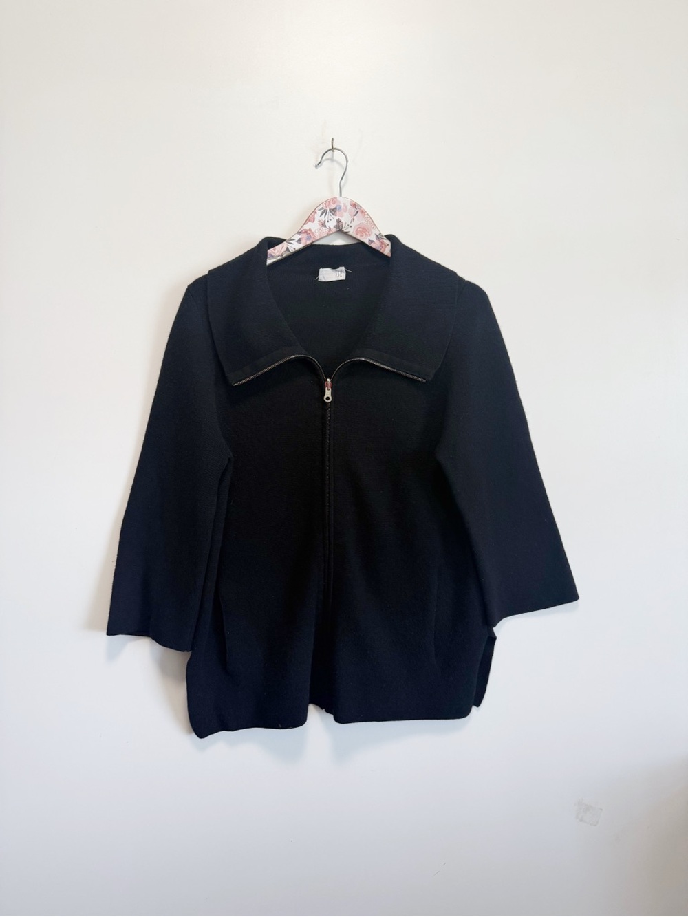 TSE Zip Front Cashmere Black Knit Sweater Jacket Women’s S Small